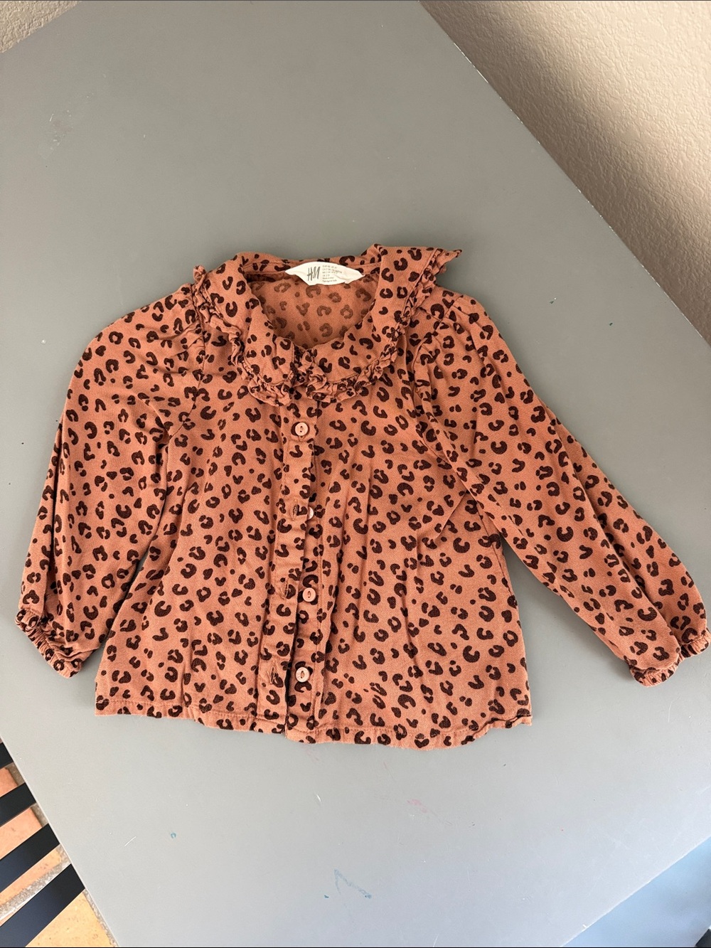 H&M Rust Leopard Print Button-Front Kids Top